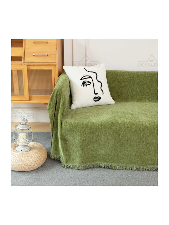 My Home Luxury Bolivia Three-Seater Sofa Throw Jacquard 180x280cm Green
