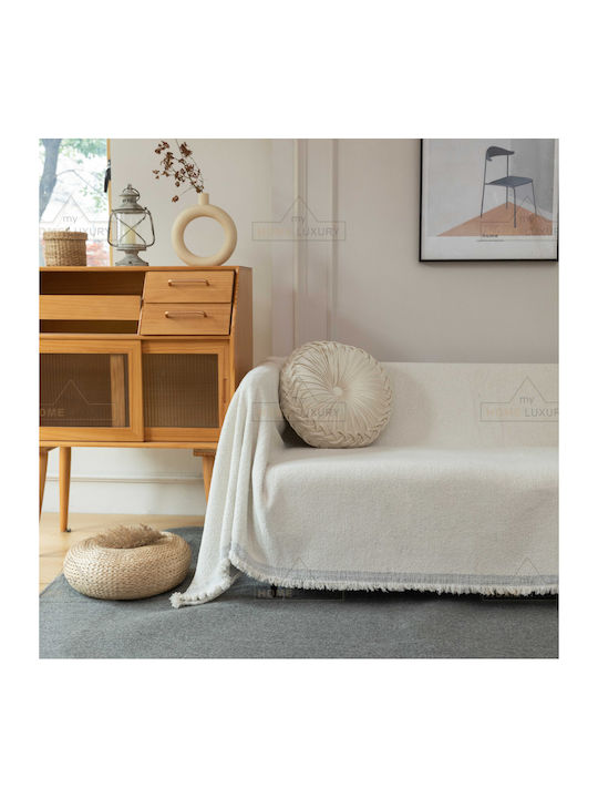 My Home Luxury Cavo Ριχτάρι Τριθέσιου Καναπέ Ζακάρ 180x280εκ. Εκρού C2-8280