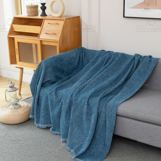 My Home Luxury Pommard Sesselüberwurf Jacquard 180x180cm Blau
