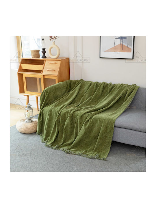 My Home Luxury Bolivia Three-Seater Sofa Throw Jacquard 180x280cm Green