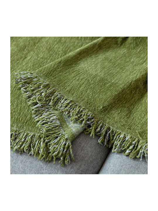 My Home Luxury Bolivia Three-Seater Sofa Throw Jacquard 180x280cm Green