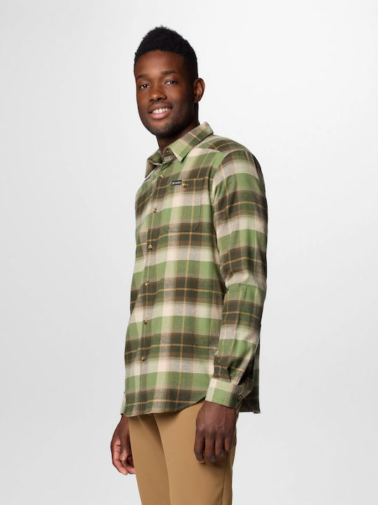 Cornell Woods Long-sleeved Flannel Shirt Checked Khaki