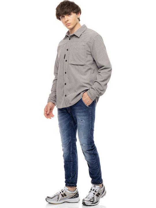 Μακρυμάνικo Κοτλέ Overshirt σε Κανονική Γραμμή Grey