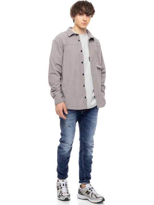 Μακρυμάνικo Κοτλέ Overshirt σε Κανονική Γραμμή Grey