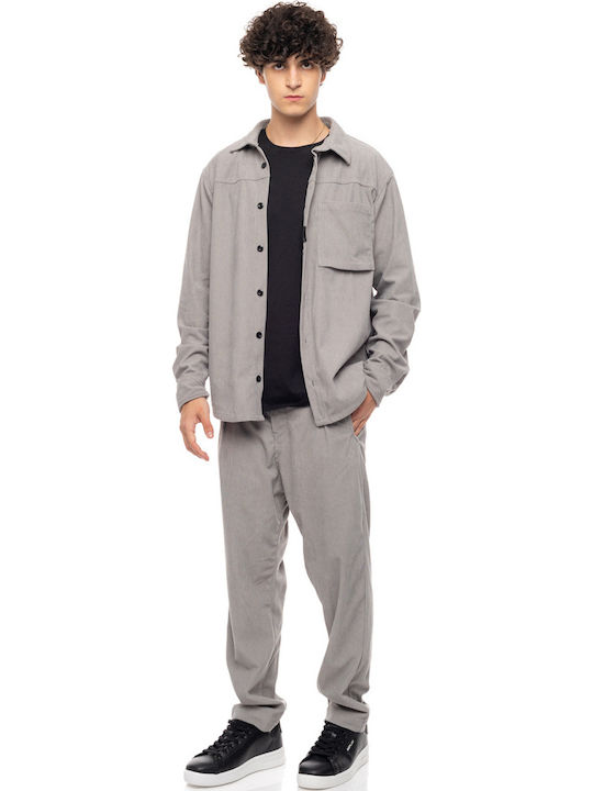 Μακρυμάνικo Κοτλέ Overshirt σε Κανονική Γραμμή Grey
