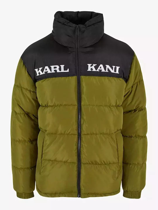 Retro Jacket Puffer Olive Green, Black