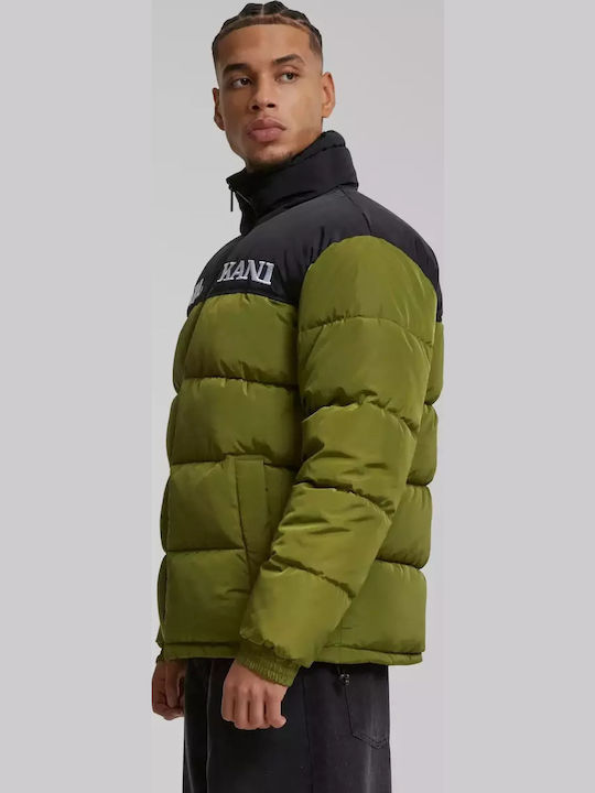 Retro Jacket Puffer Olive Green, Black