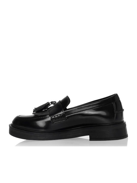 Leather Women's Moccasins in Black Color