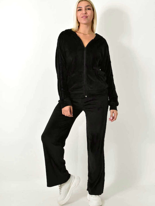 Sweatpants Set Velvet Black
