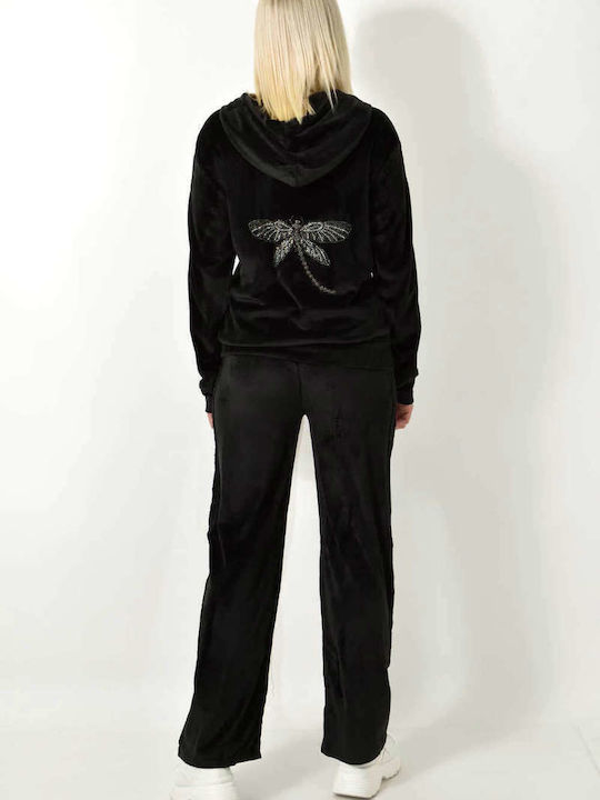 Sweatpants Set Velvet Black