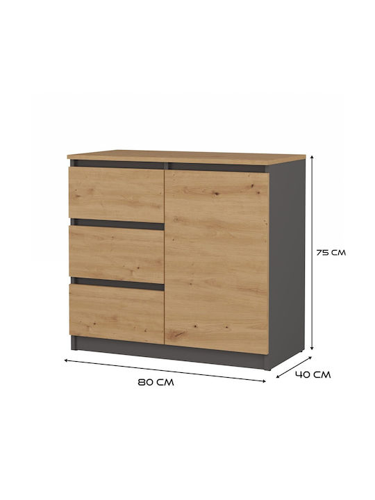 Malwa 1d3s/ba Anthracite Artisan Chest of Drawers