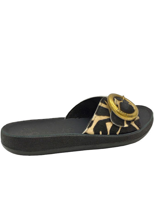 Kiki Leder Flache Sandalen für Damen Anatomisch Animal Skin
