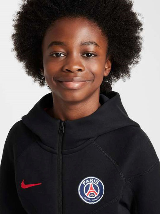 Athletic Kids Cardigan Cotton with Hood Black Paris Saint-germain Tech