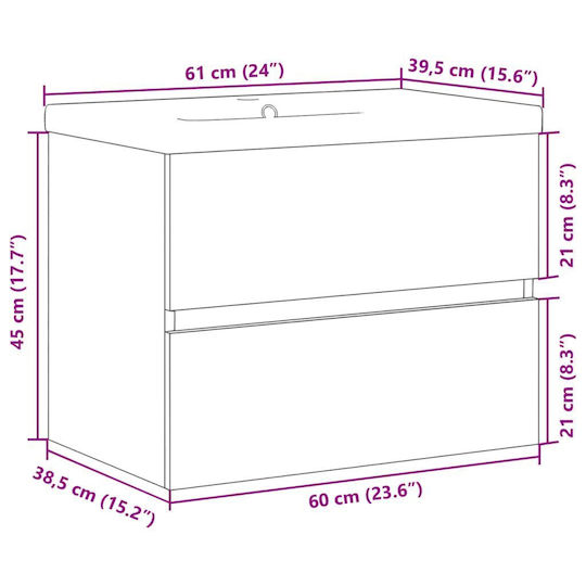 vidaXL Countertop with Sink L61xW39.5xH49cm Coffee