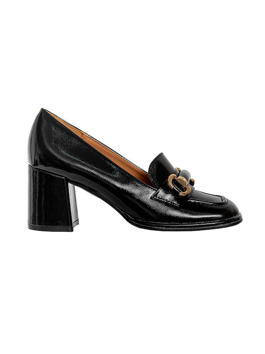 Politis shoes Patent Leather Women's Moccasins in Black Color