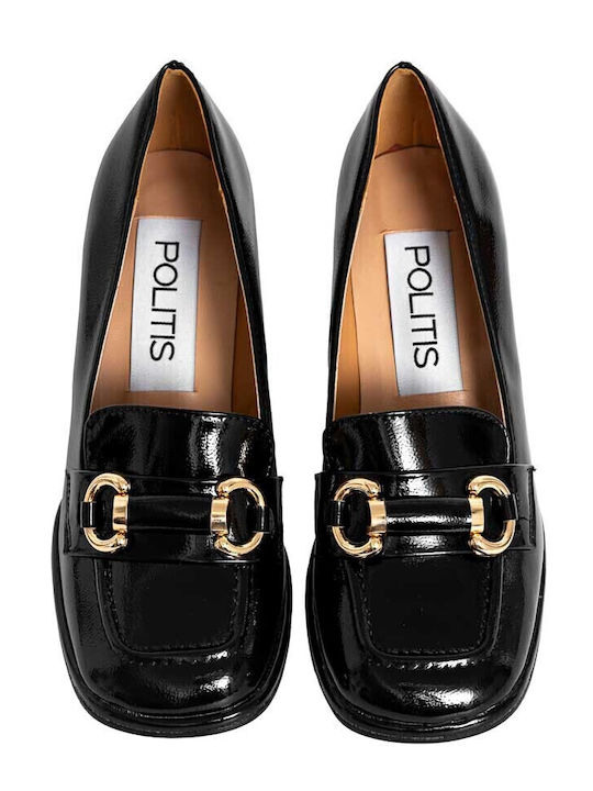Patent Leather Women's Moccasins in Black Color