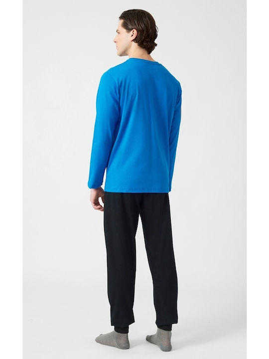 Minerva Men's Winter Pajamas Set Light Blue