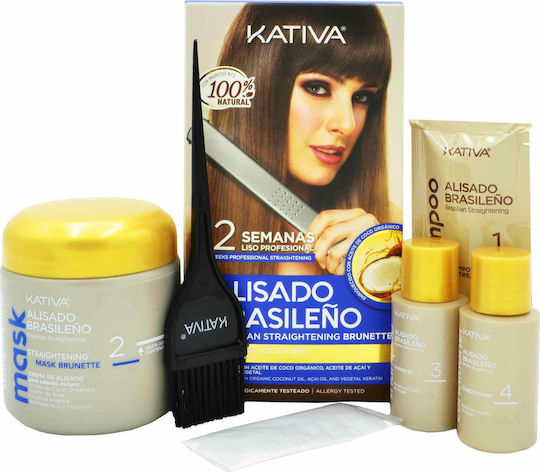 Kativa Brazilian Straightening Hair Care Set for Straightening for Colored Hair with Shampoo, Mask and Conditioner 6pcs