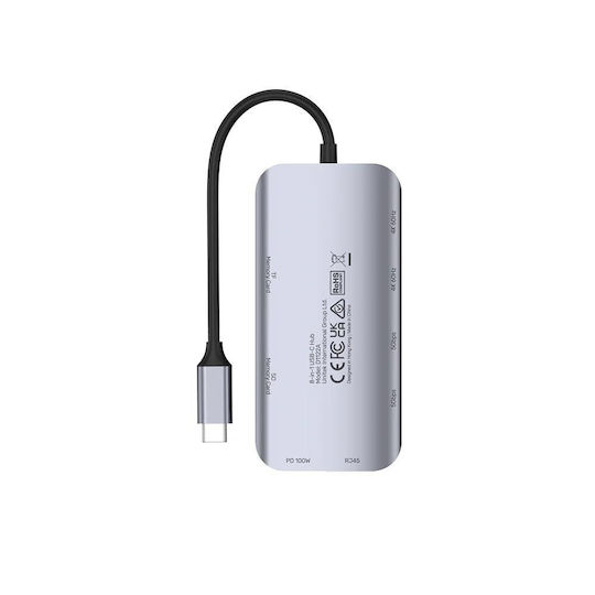 Unitek USB-C Docking Station με HDMI 4K PD Ethernet και σύνδεση 2 Οθονών Ασημί