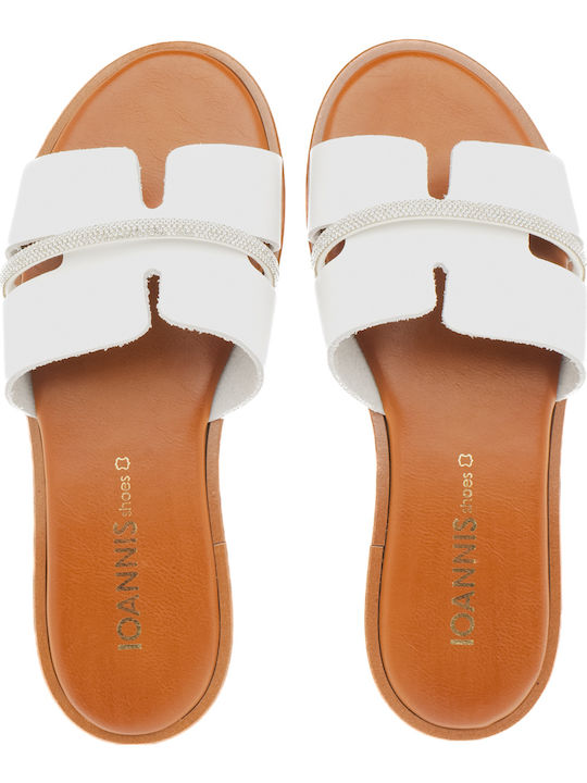 Leder Flache Sandalen für Damen in Weiß Farbe