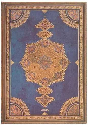 Vertical Safavid Indigo Safavid Binding Art Grande Săptămânal Agenda 2025 Albastră De piele 20x30cm