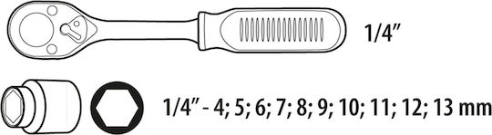 Topex Ратчетни и гнездови гарнитури 1\4" 10бр