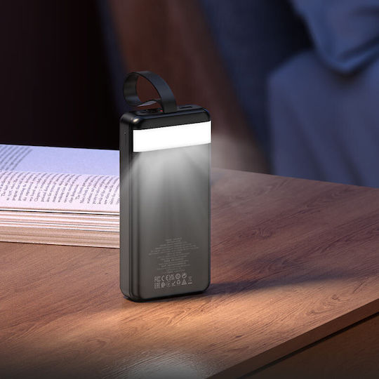 Hoco J123B Соларна Външна Батерия 30000mAh 20W с 3 USB-A Изходни Порта и USB-C Изходен Порт Захранване с Висока Мощност Бързо Зареждане Черна
