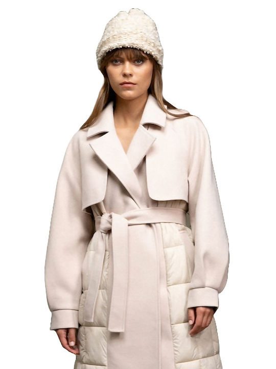 Women's Lt Beige Coat with Belt