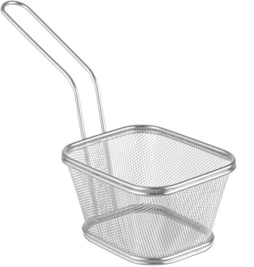 Coș de Servire Mini Gustări Prăjite cu Mâner 130x115x80 mm Hendi 425688