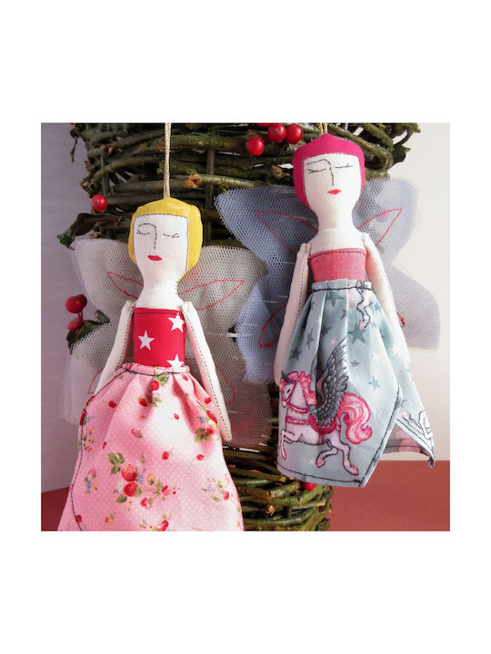 Hanging Fairy Ornament Fabric Light Blue 9x17cm