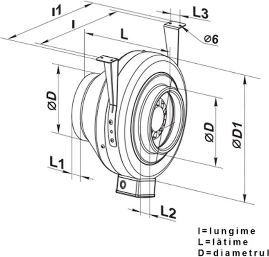 Metal Centrifugal Fan Duct Diameter 198 Mm