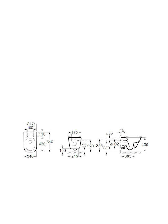 Roca The Gap Λεκάνη Κρεμαστή Rimless Χωρίς Κάλυμμα Λευκή 8433290321715