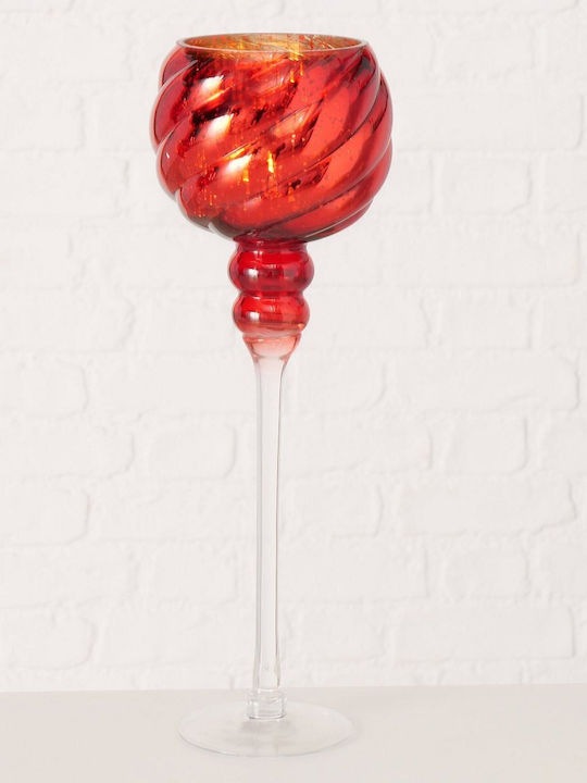MSA Candle Holder Glass in Red Color 13x13x30cm 1pcs