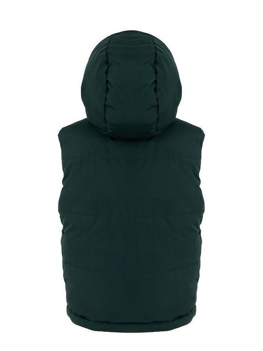 Kids' Casual Jacket Sleeveless Double Sided with Hood Blue-green