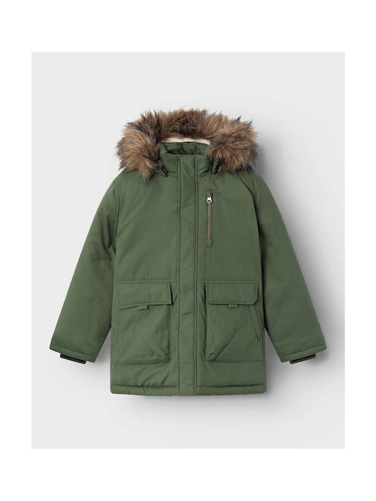 Name It Kids Parka with Hood Olive