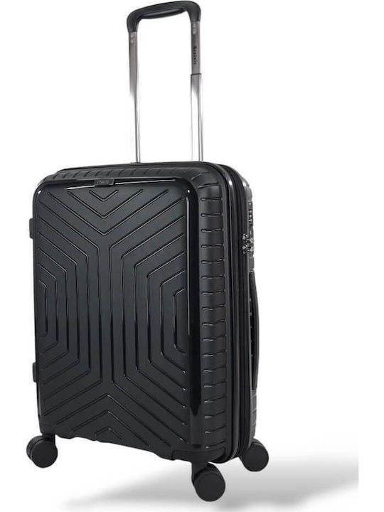Stelxis Cabin Travel Suitcase Hard Black with 4 Wheels Height 55cm