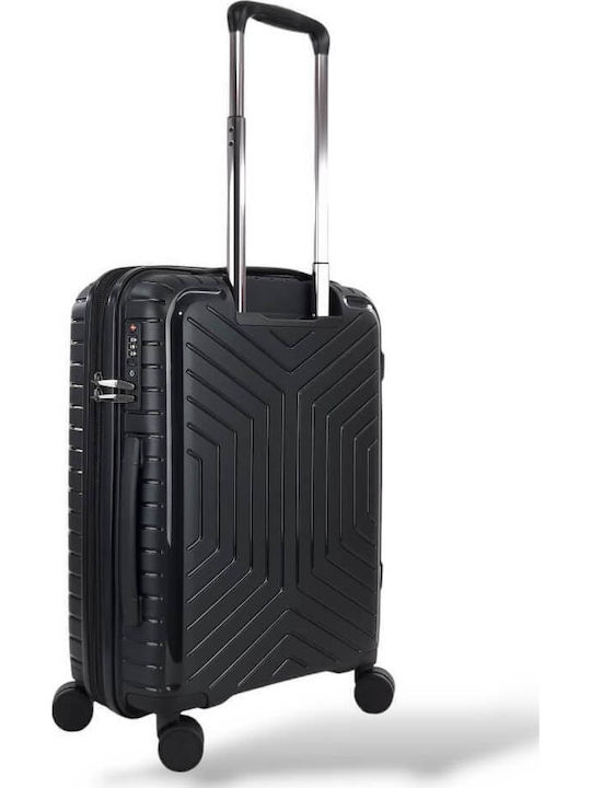 Stelxis Cabin Travel Suitcase Hard Black with 4 Wheels Height 55cm