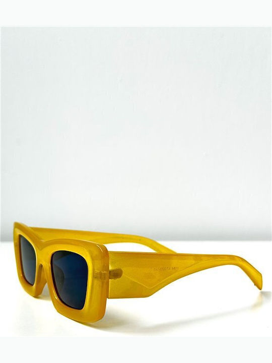 Looks Style Eyewear Women's Sunglasses with Yellow Plastic Frame and Black Lens 74baa-09184