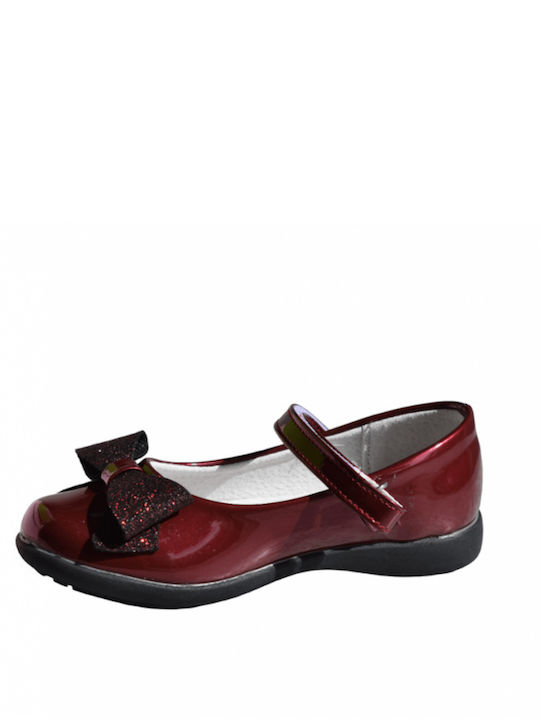 Kids Anatomic Ballerinas with Hoop & Loop Closure Burgundy