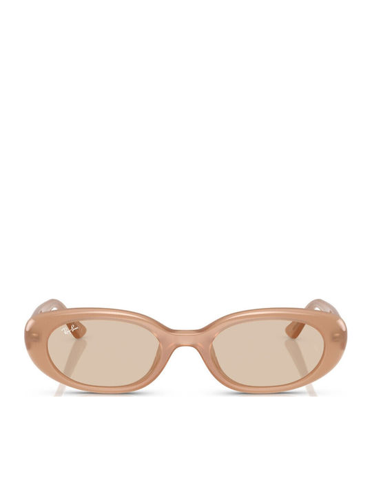 Ray Ban Дамски Слънчеви Очила с Бежова Пластмасова Рамка и Оранжеви Стъкла RB4441D 6787/93