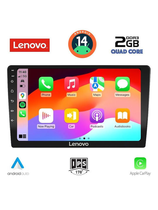 Lenovo Ηχοσύστημα Αυτοκινήτου 2DIN (Bluetooth/USB/AUX/WiFi/GPS/Apple-Carplay/Android-Auto) με Οθόνη Αφής 9"