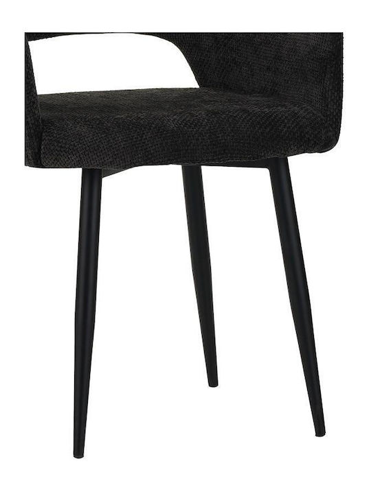 Factols Stühle Speisesaal Black Velvet-Black Metal 1Stück 53x61x84cm