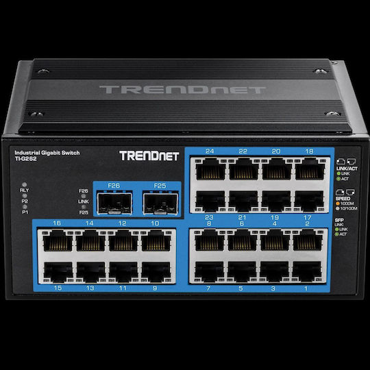Trendnet TI-G262 Unverwaltet L2 Switch mit 24 Ports Gigabit (1Gbps) Ethernet und 2 SFP Ports