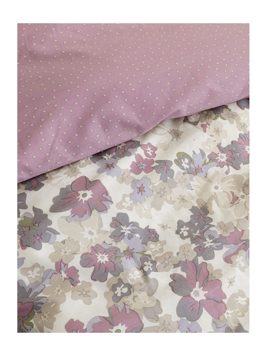 Nima Duvet Single 170x240cm Flora Beige, Pink