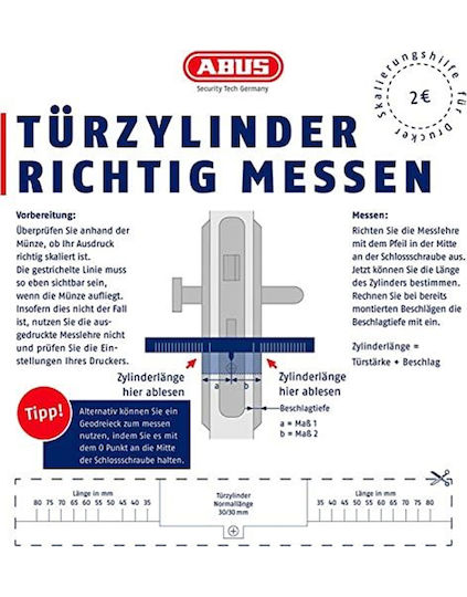 Abus Lock Cylinder 70mm (35-35) with 5 Keys Black