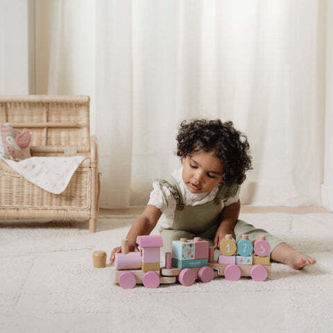 Little Dutch Stacking Toy Train made of Wood with Music for 12++ Months