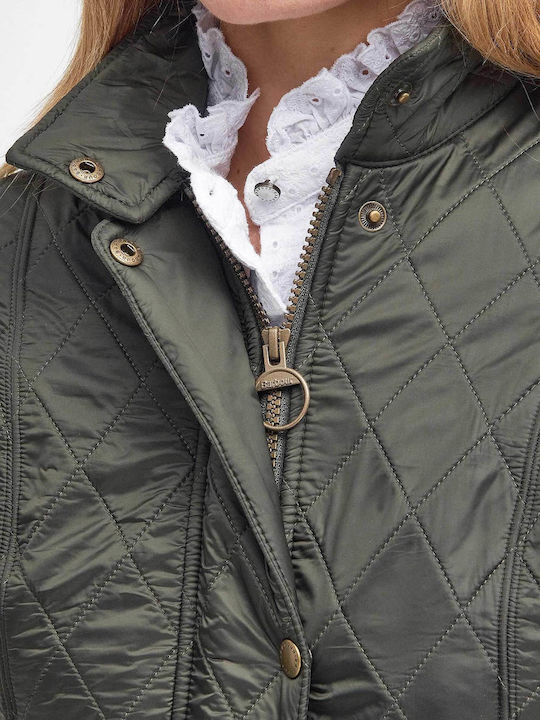Women's Short Puffer Jacket for Winter Olive