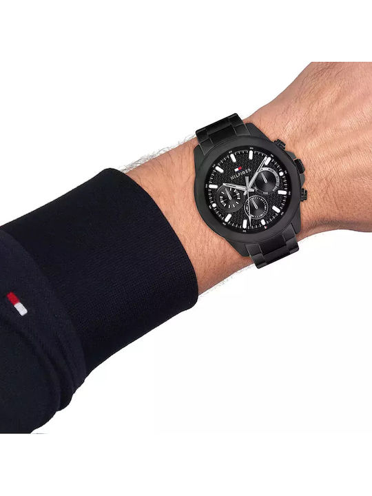 Tommy Hilfiger Lars Men's Watch 46mm Chronograph Battery with Black Metal Bracelet