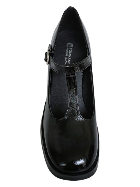 Leder Pumps mit Riemchen Schwarz