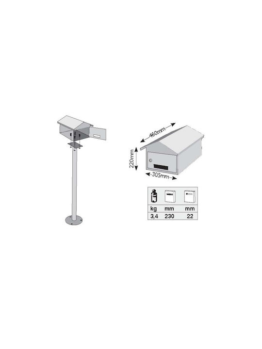 Viometal Kοπεγχάγη 170 Outdoor Mailbox Inox in Black Color 30.5cm